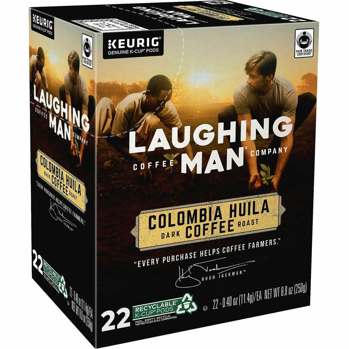 LAUGHING MAN K-Cup Colombia Huila Coffee - Compatible with Keurig Brewer - Dark - K-Cup - Colombia Huila - Kosher - 22/B