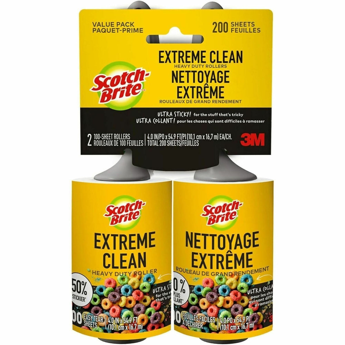 Scotch-Brite Extreme-Clean Lint Rollers - 58 ft Overall Length - 100 Sheets/Roller - 2 / Pack