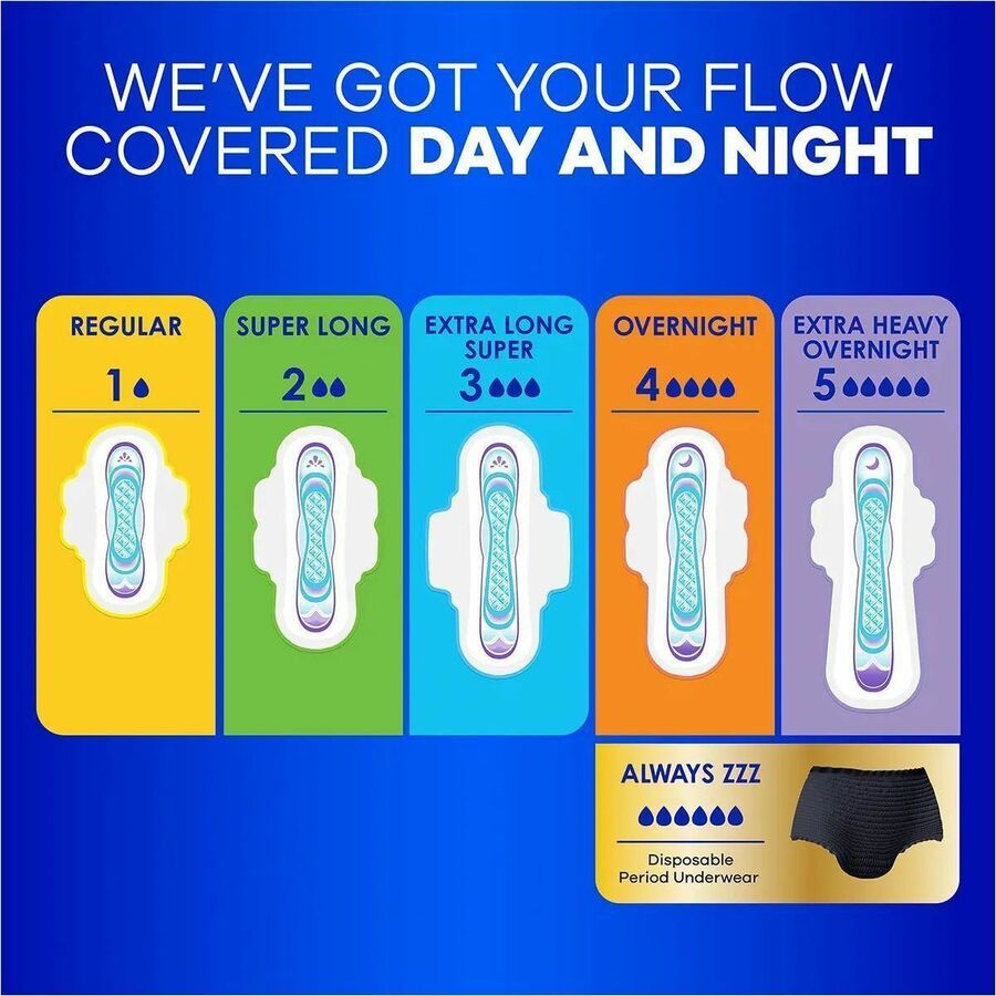 Always Flexi-Wing Ultra Thin Pads - Size 2 - With Wings - Super - Anti-leak, Unscented, Odor-absorbing, Comfortable - 3
