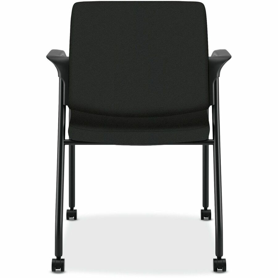HON Ignition Mesh Back/Mobile MP Stacking Chair - Foam Seat Material - Mesh Back Material - Four-legged Base - Black - 1