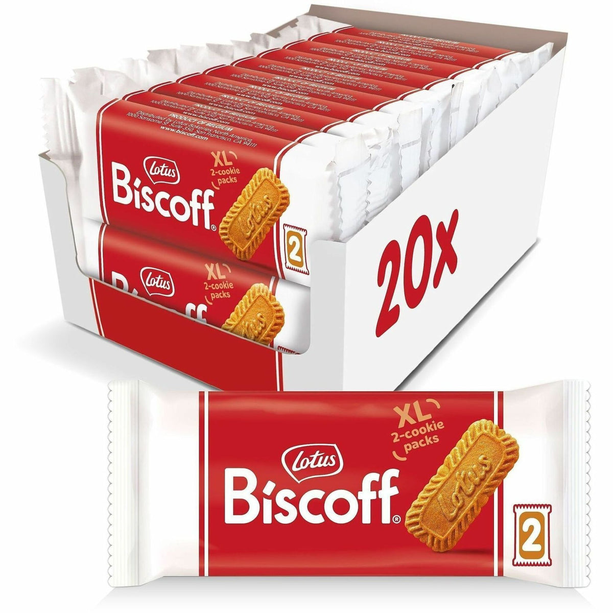 Biscoff Cookies - Individually Wrapped, No Artificial Flavor, Preservative-free, No Artificial Color - 0.90 oz - 20 / Bo