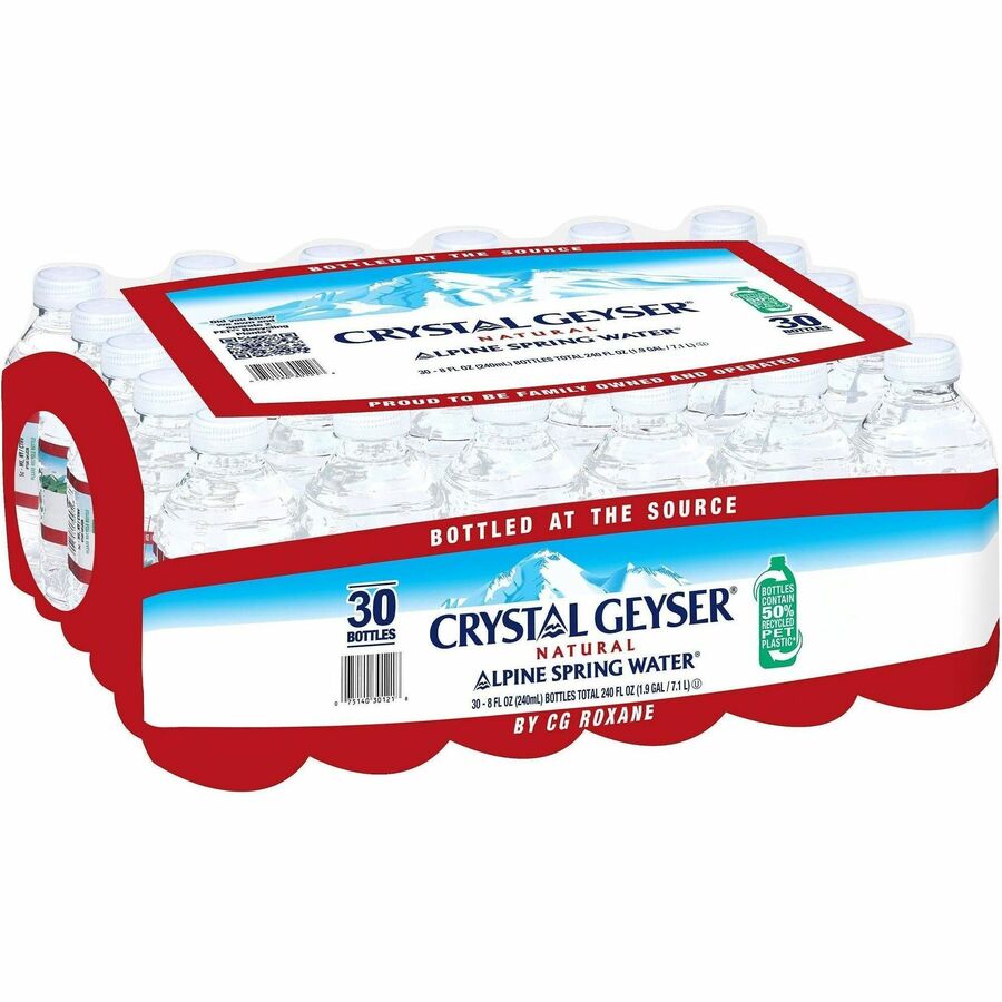 Crystal Geyser Water Alpine Spring Bottled Water - 8 fl oz (237 mL) - 30 / Carton