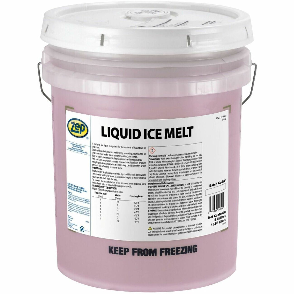 Zep Commercial Liquid Ice Melt - 5 Gallon - Fluid - 5 gal - 1 Each