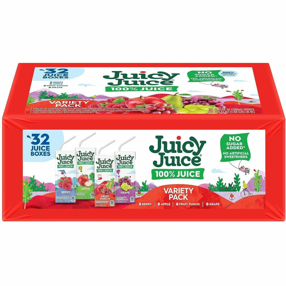 Juicy Juice 100%-Juice Variety Pack - Apple, Berry, Fruit Punch, Grape - 32 / Carton