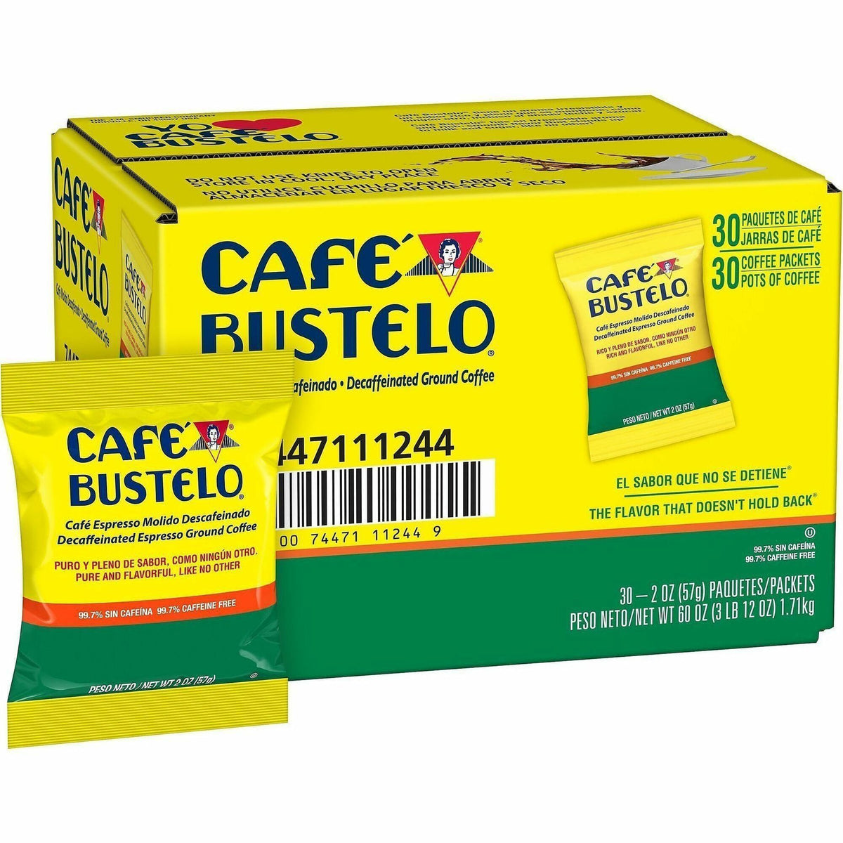 Café Bustelo Fraction Pack Fraction Pack Decaf Espresso Coffee - Fraction Pack - Decaffeinated - 30 / Carton