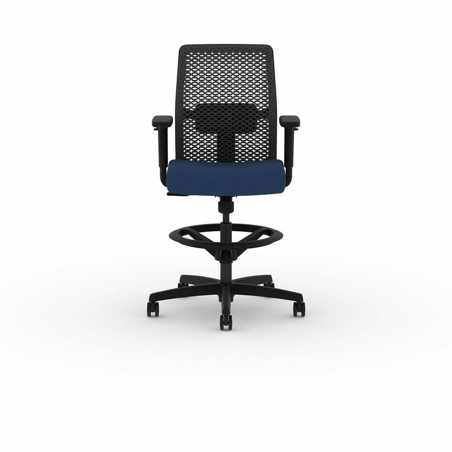 HON Ignition ReActiv Low-Back Task Stool - Charcoal Back Color - Low Back - Blue - 1 Each