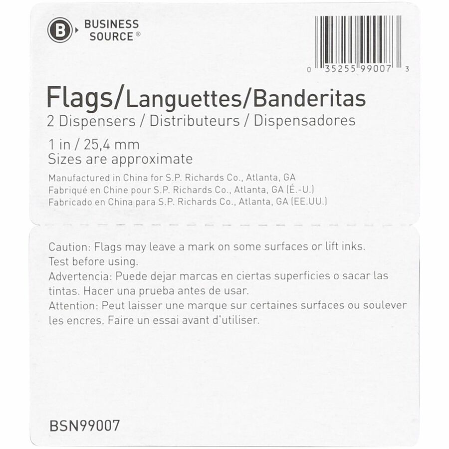 Business Source Sign Here Arrow Page Flags - 1" Flag/Note Width x 1 3/4" Flag/Note Length - Arrow - SIGN HERE - Yellow -