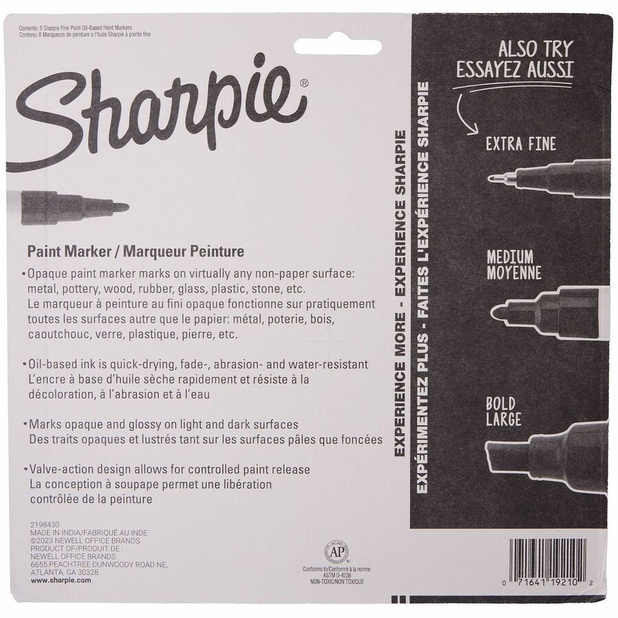 Sharpie Oil-Based Paint Markers - Erasable - Assorted Ink - Oil Based - School, Project, Glass - 8 / Pack