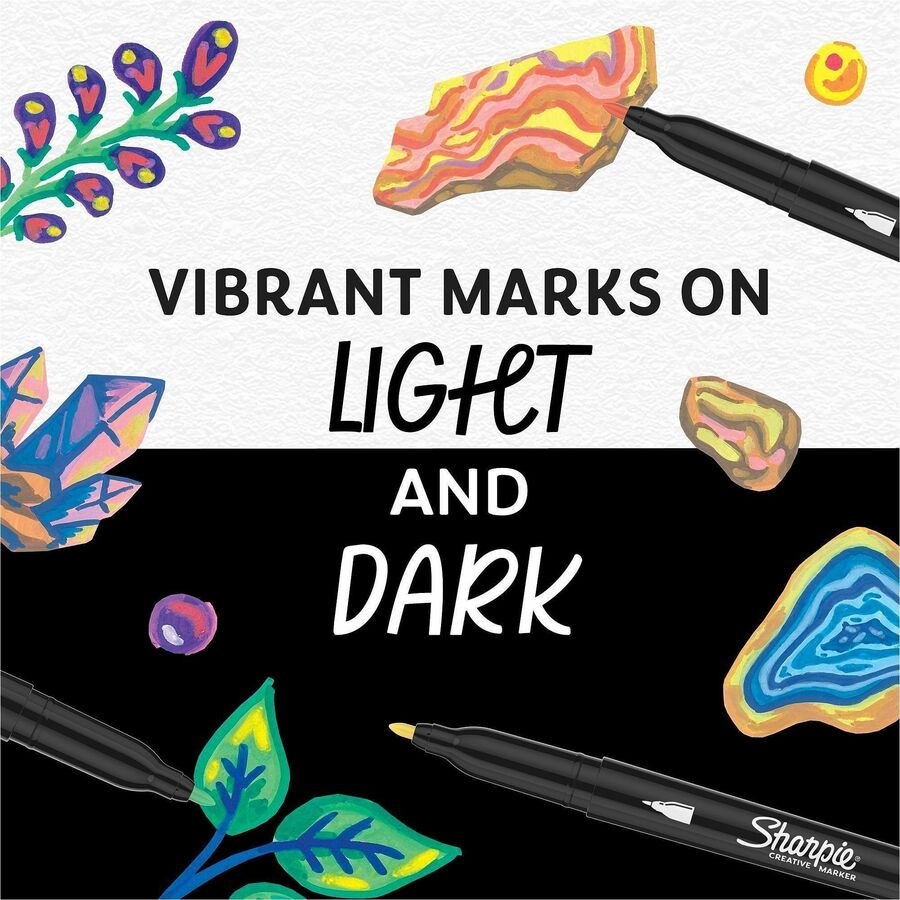 Sharpie Creative Markers - Assorted Ink - Water Based, Acrylic Based - Glass, Art, Coloring - 24 / Pack