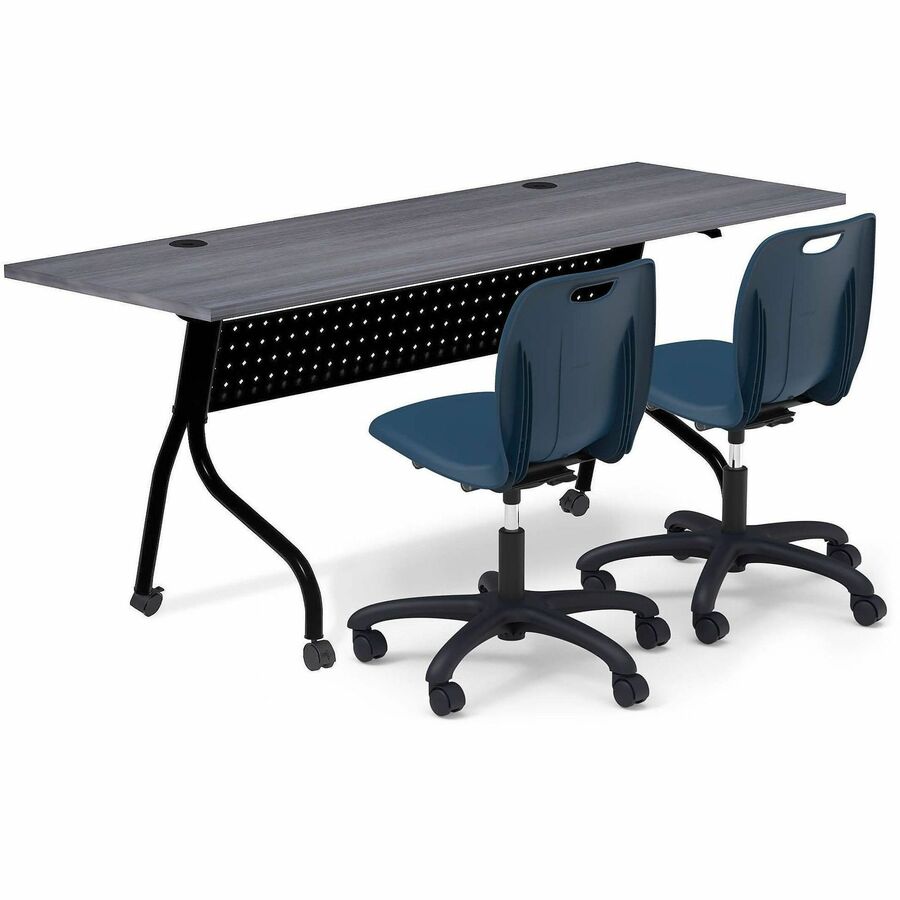 Lorell League Adjustable Height Mobile Classroom Chair - 22.6" Height - Material: Polypropylene - Finish: Navy - 1 Carto