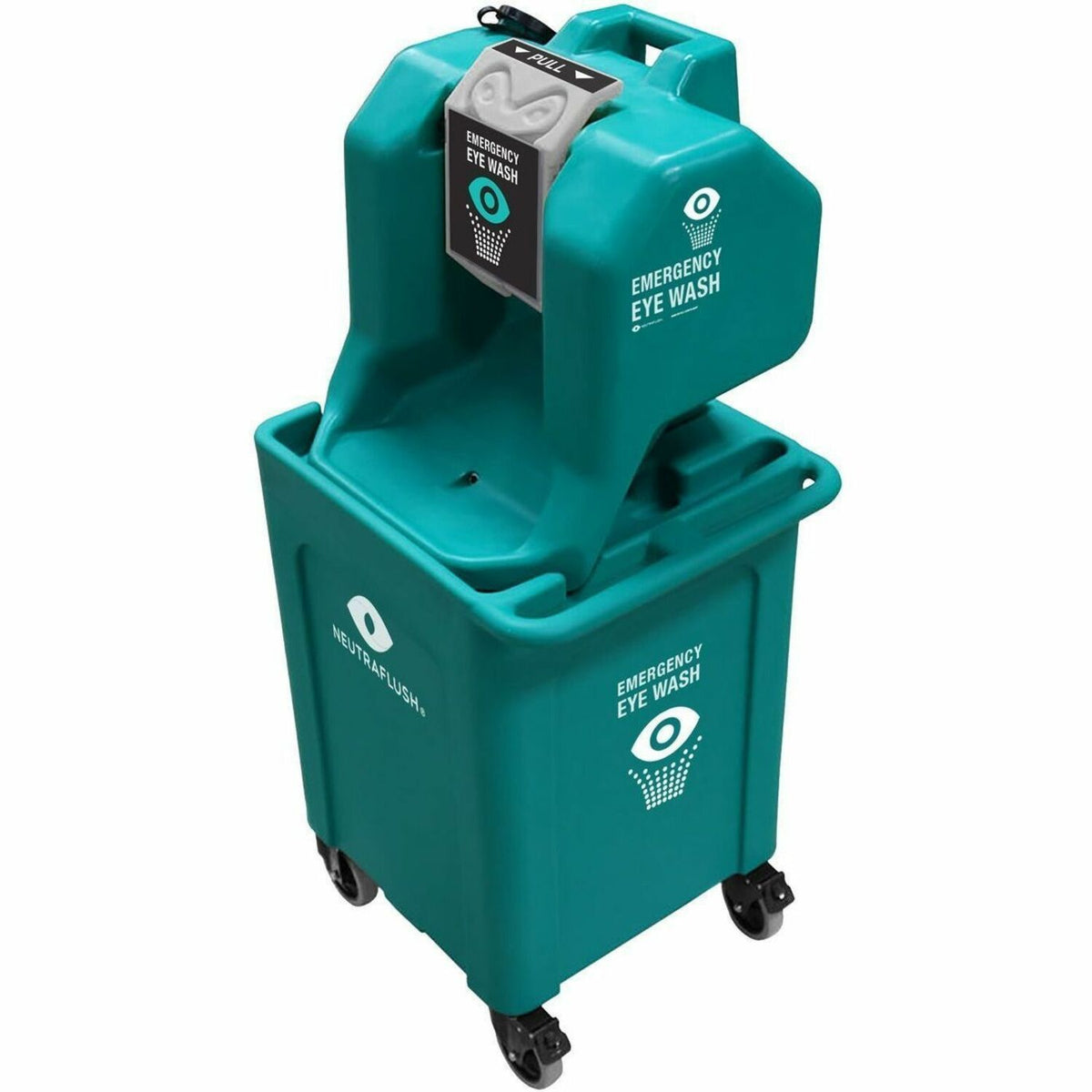 Aero NeutraFlush Gravity-Fed Portable Eyewash Station - 16 gal - 0.25 Hour - 50.5" x 21.3" x 21.3" - Green - 1 Each