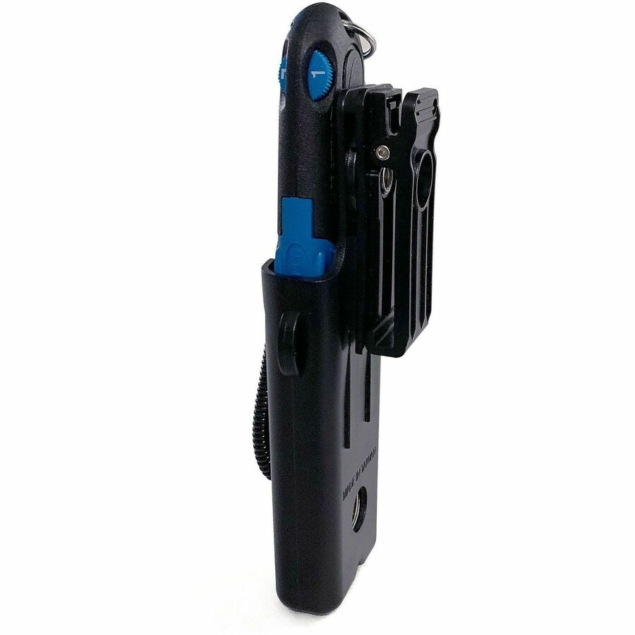 COSCO Blade Storage Holster Utility Knife - 3 Blade - Retractable, Lanyard - Black, Blue - 1 Each