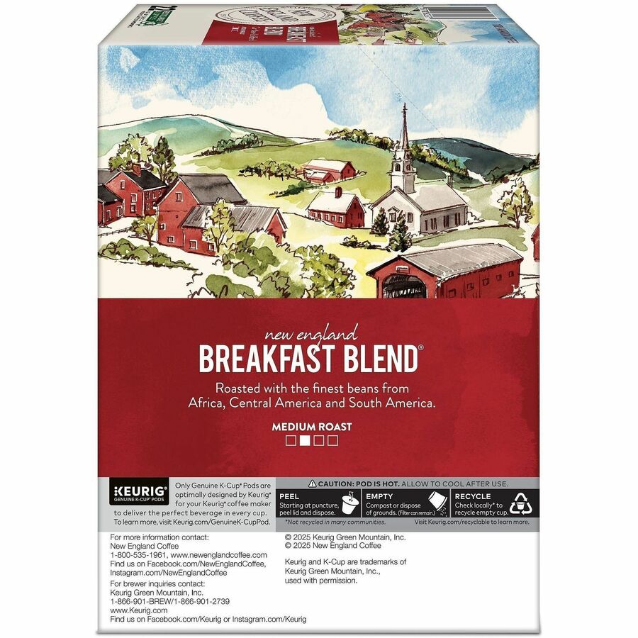 New England K-Cup Breakfast Blend Coffee - Compatible with K-Cup Brewer - Medium - K-Cup - Breakfast Blend