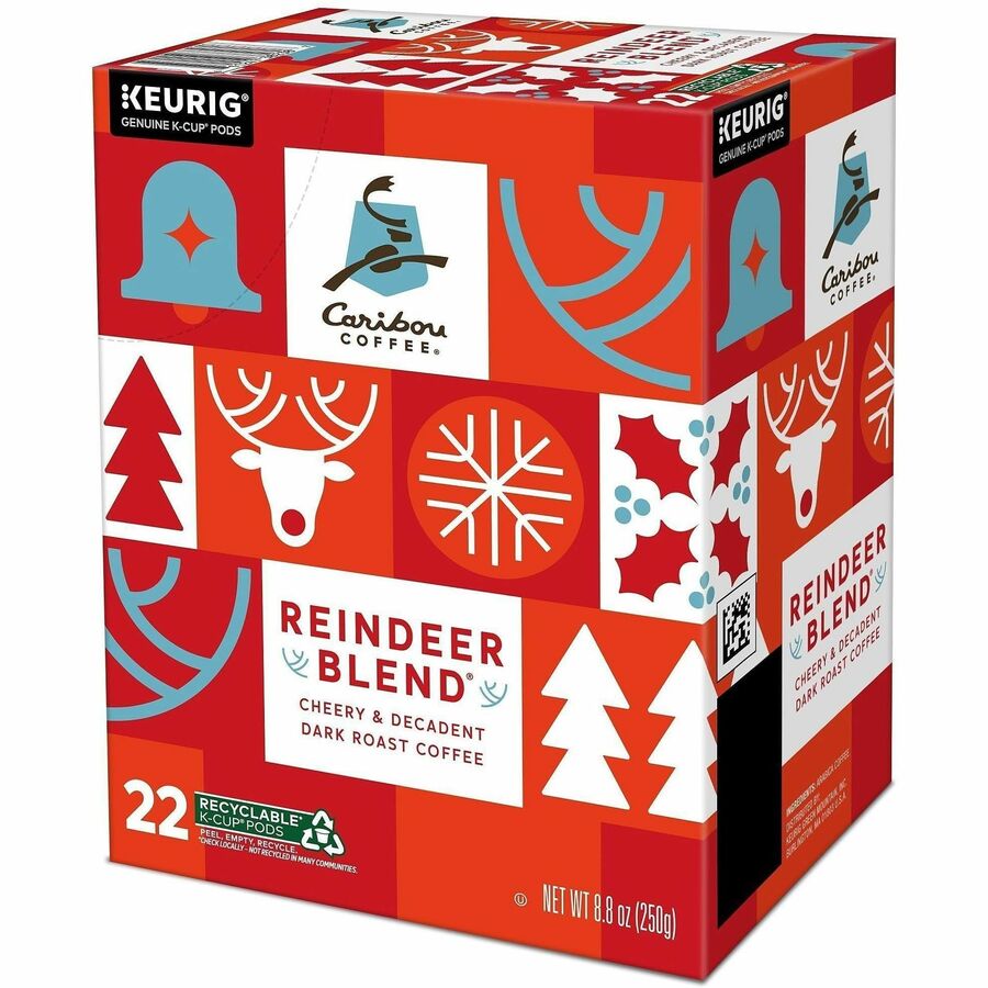 Caribou Coffee® K-Cup Reindeer Blend Coffee - Compatible with Keurig K-Cup Brewer - Dark - K-Cup - Reindeer Blend