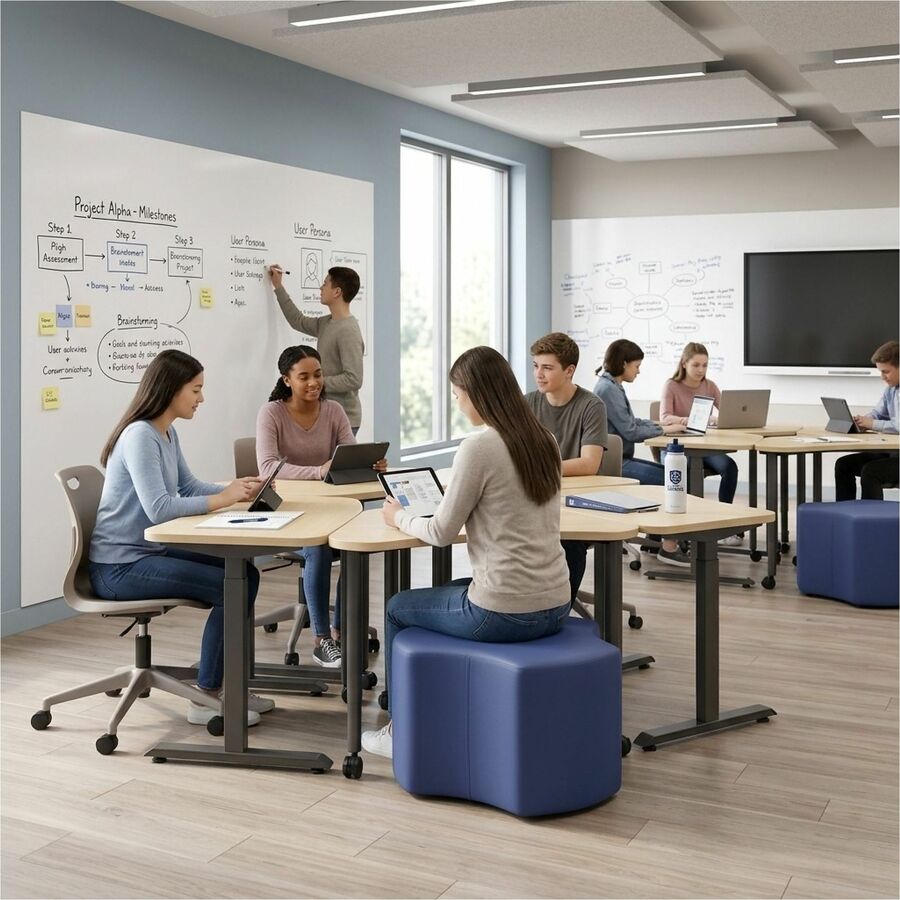 Learniture Shapes Series II Cog Modular Soft Seating - Vinyl Seat Material - Engineered Wood Frame Material - Navy - Foa