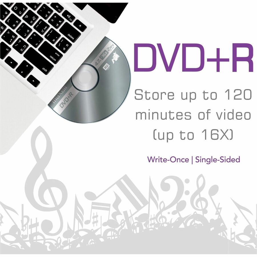 Maxell DVD Recordable Media - DVD+R - 16x - 4.70 GB - 1 Pack - Silver - 120mm - 2 Hour Maximum Recording Time