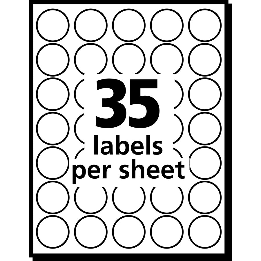 Avery® Color Coded Label - 3/4" Diameter - Removable Adhesive - Round - Green, Light Blue, Red, Yellow - Film - 35 / She