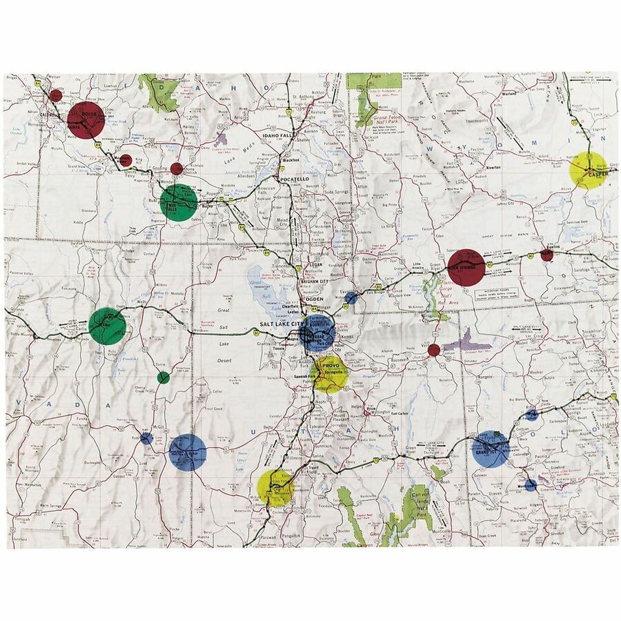 Avery® Assorted Removable See-Through Color Dots - 1/4" Diameter - Removable Adhesive - Round - Green, Light Blue, Red,