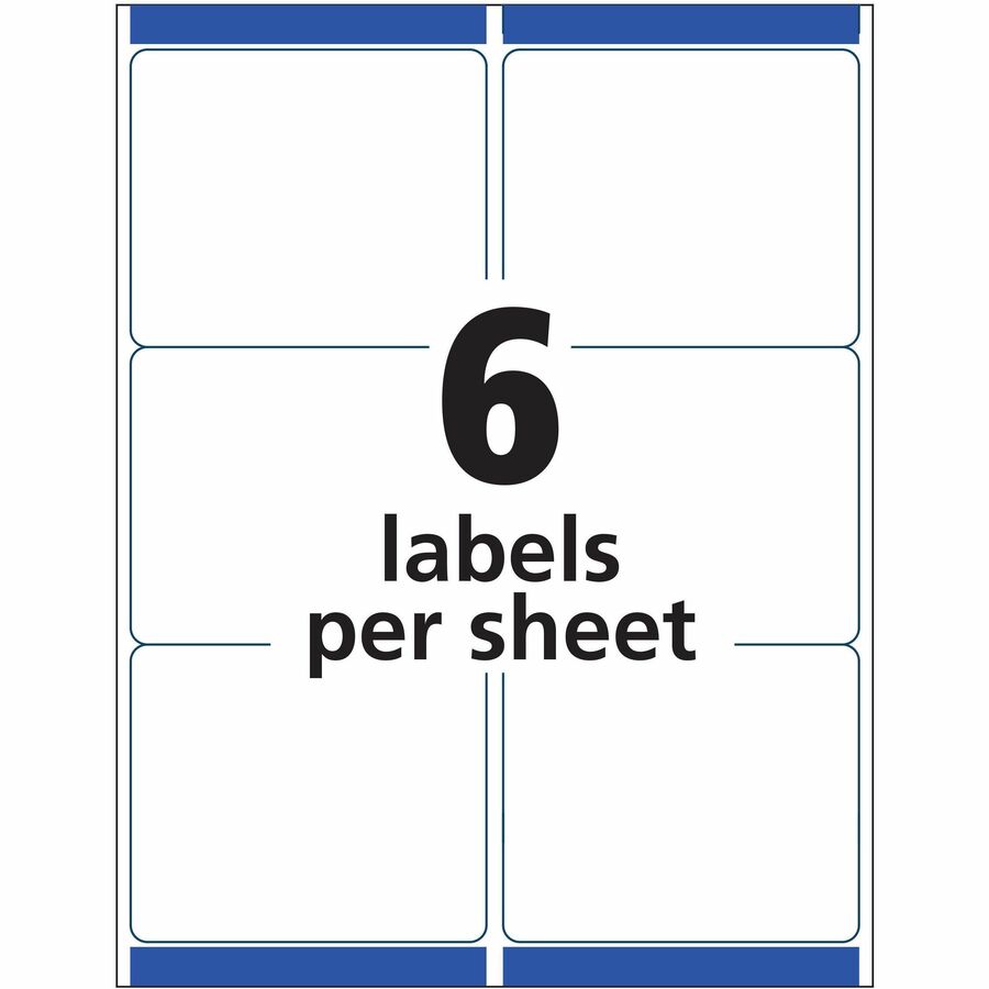 Avery® Removable I.D. Labels - 3 21/64" Width x 4" Length - Removable Adhesive - Rectangle - Inkjet, Laser - White - Pap
