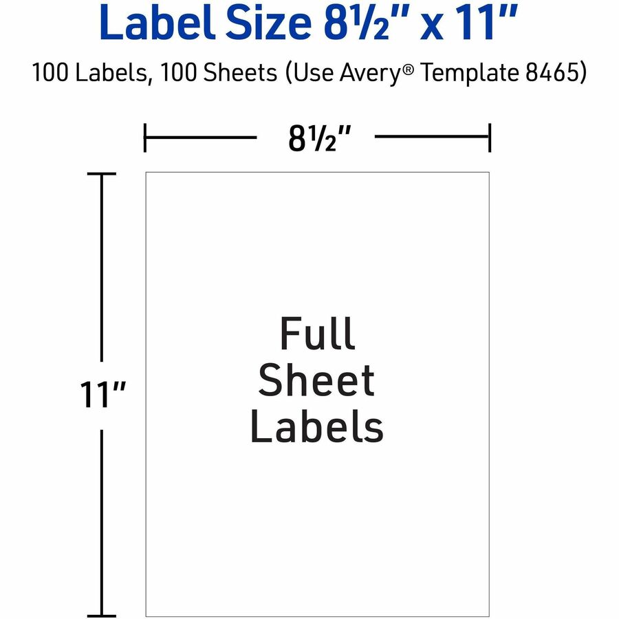 Avery® TrueBlock Shipping Label - x 8 1/2" Width x 11" Length - Full Sheet - Permanent Adhesive - Inkjet - Matte - White