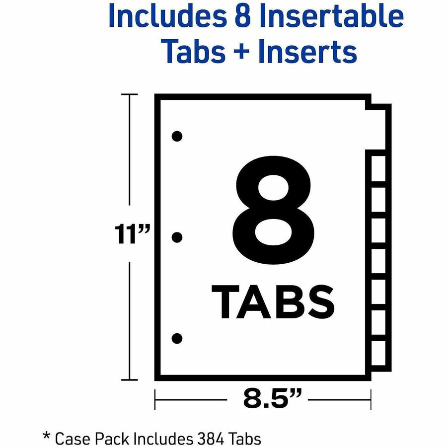 Avery® Big Tab Insertable Dividers - Reinforced Gold Edge - 8 Blank Tab(s) - 8 Tab(s)/Set - 8.5" Divider Width x 11" Div