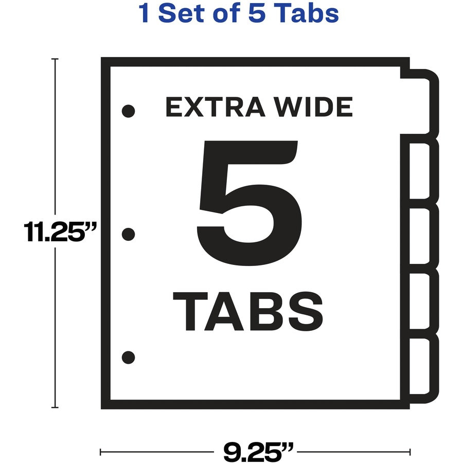 Avery® Index Maker Index Divider - 5 x Divider(s) - 5 - 5 Tab(s)/Set - 9.3" Divider Width x 11.25" Divider Length - 3 Ho