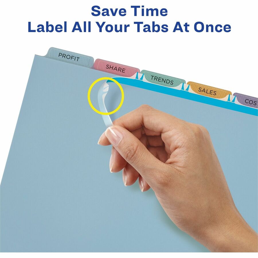 Avery® Print & Apply Translucent Dividers - 25 x Divider(s) - Print-on Tab(s) - 5 - 5 Tab(s)/Set - 8.5" Divider Width x