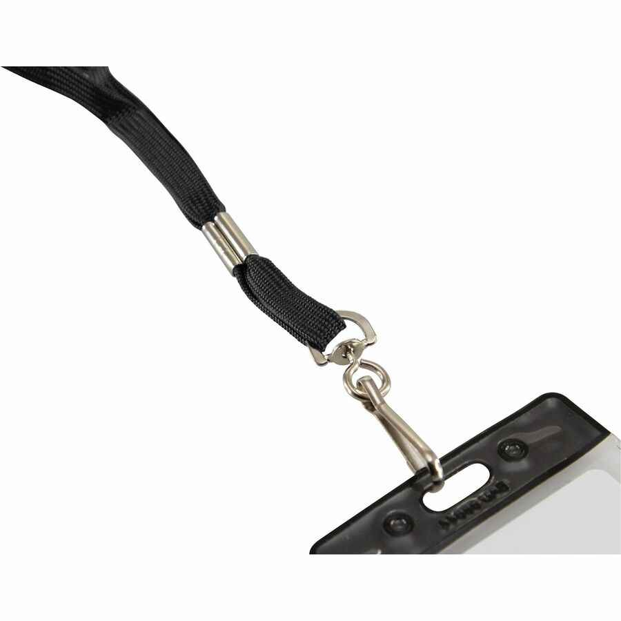 SICURIX Shoelace-style Flat Hook Lanyard - Hook Attachment - 36" Length - Black - Metal - 100 / Box