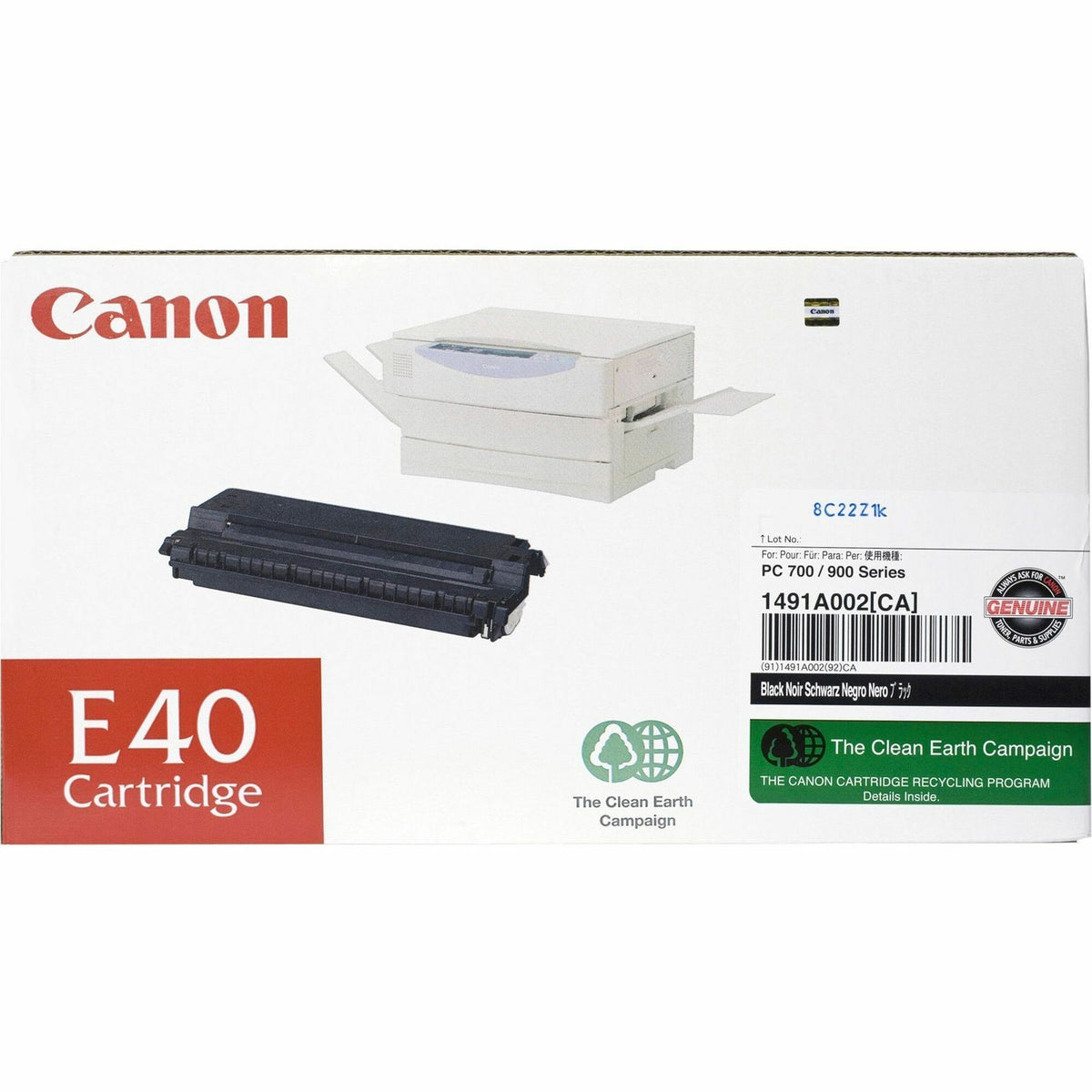 Canon E40 Original Laser Toner Cartridge - Black - 1 Each - 4000 Pages