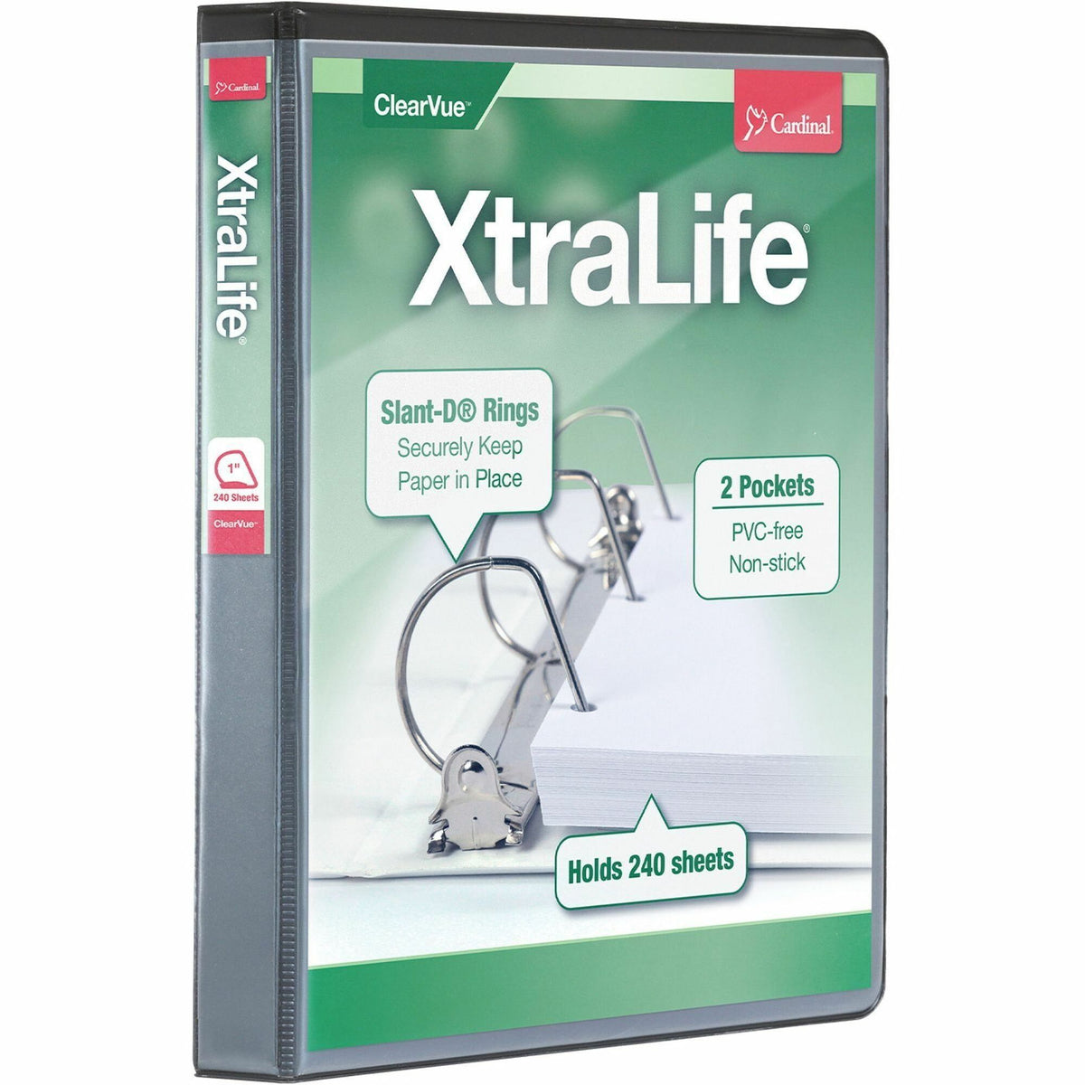Cardinal® Xtralife ClearVue Locking Slant-D Binder - 1" Binder Capacity - Letter - 8 1/2" x 11" Sheet Size - 270 Sheet C