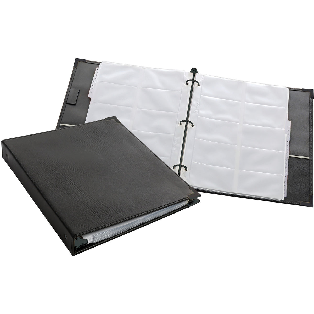 Cardinal® Business Card Ring Binder - 200 Capacity - 8.50" Width x 11" Length - 3-ring Binding - Refillable - Black Viny