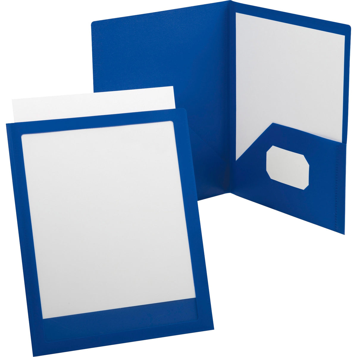 Oxford ViewFolio Letter Pocket Folder - 8 1/2" x 11" , 9 1/2" x 11 5/8" - 2 Pocket - Polypropylene - Blue - 1 Each