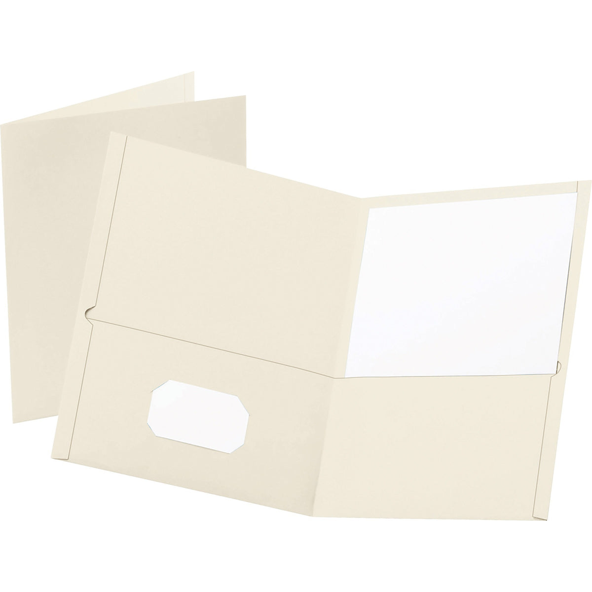 Oxford Letter Recycled Pocket Folder - 8 1/2" x 11" - 100 Sheets Capacity - 2 Internal Pocket - Leatherette - White - Tu
