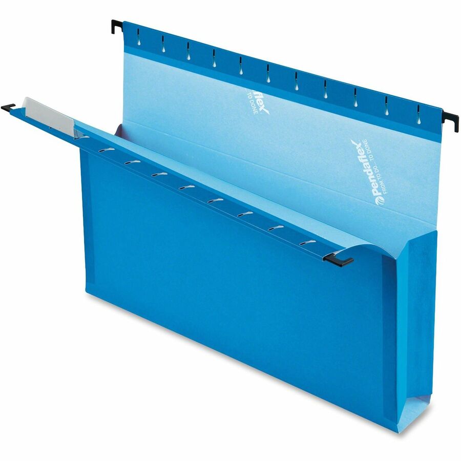 Pendaflex SureHook Letter Recycled Hanging Folder - 8 1/2" x 11" - 2" Expansion - Blue - Slip Resistant, Durable - 10% R