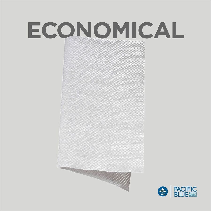 Pacific Blue Basic S-Fold Recycled Paper Towels - 9.25" Width x 10.25" Length - White - 250/Pack - 16 / Carton