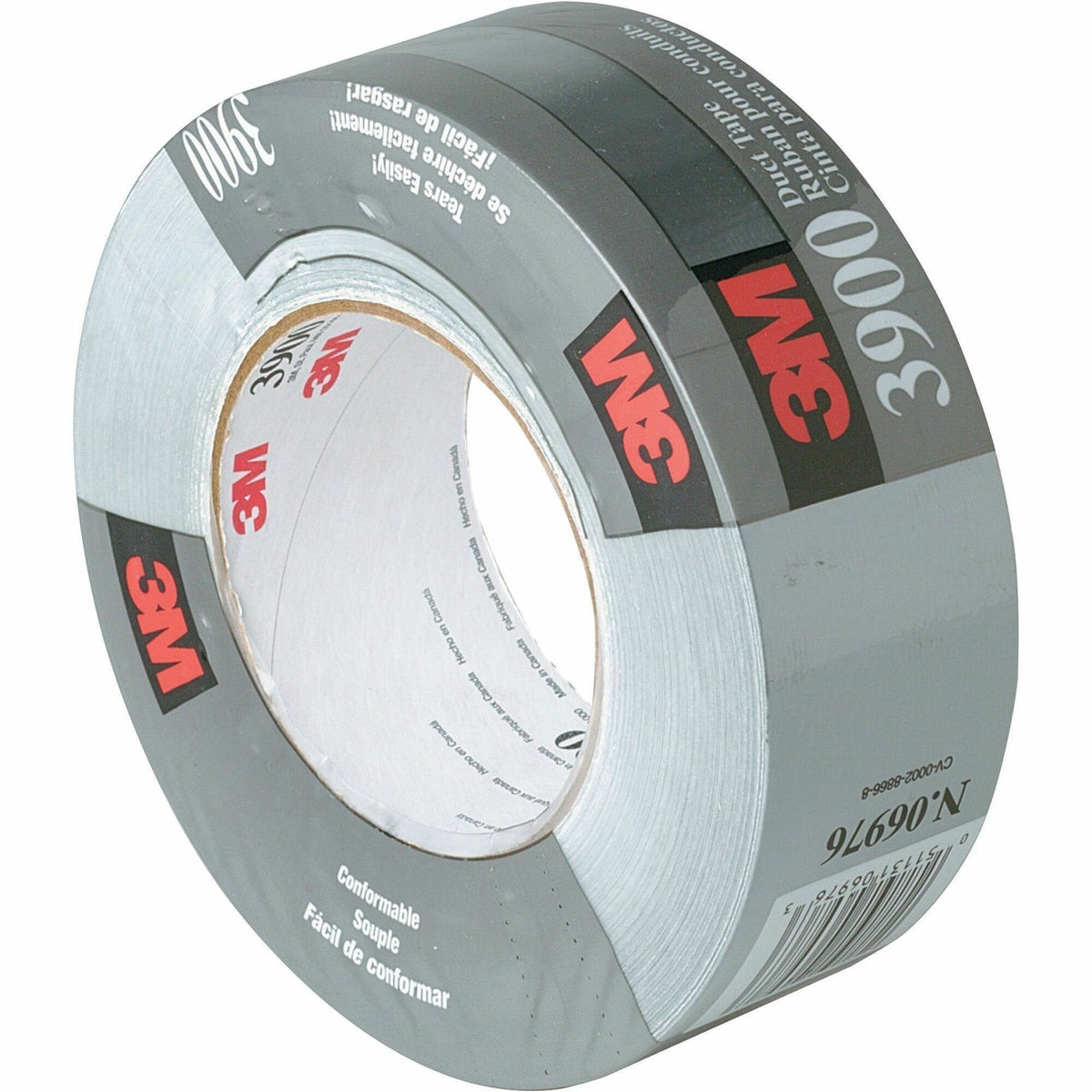 3M Multipurpose Utility-Grade Duct Tape - 60 yd Length x 1.88" Width x 7.6 mil Thickness - 3" Core - Silver - 1 Roll