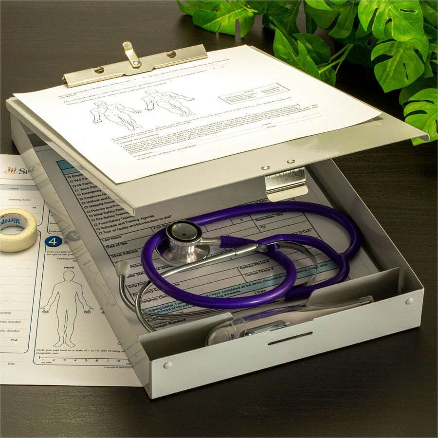 Officemate Storage Form Holder - 1" Clip Capacity - Storage for Stationary - 8 1/2" x 12" Sheet Size - Aluminum - 1 Each