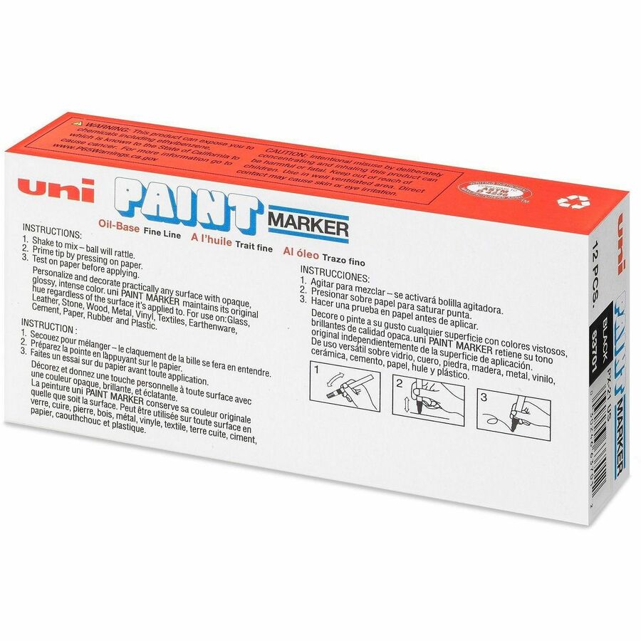 uniball™ uni-Paint PX-21 Oil-Based Paint Marker - Retractable - Black Ink - Rubber Barrel - 1 Each