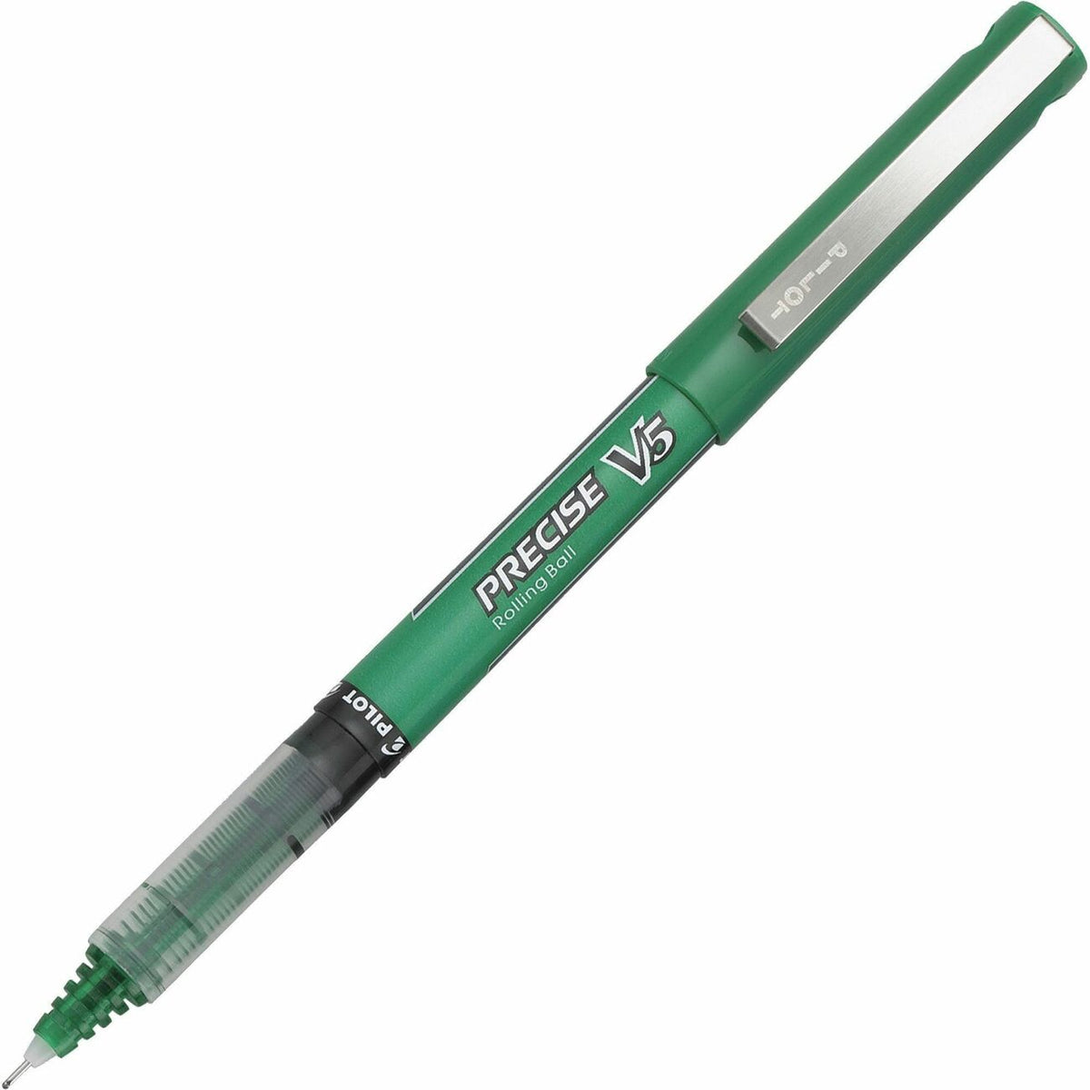 Pilot Precise V5 Extra-Fine Premium Capped Rolling Ball Pens - Extra-Fine 0.5mm Point Size - Green - Green Plastic Barre