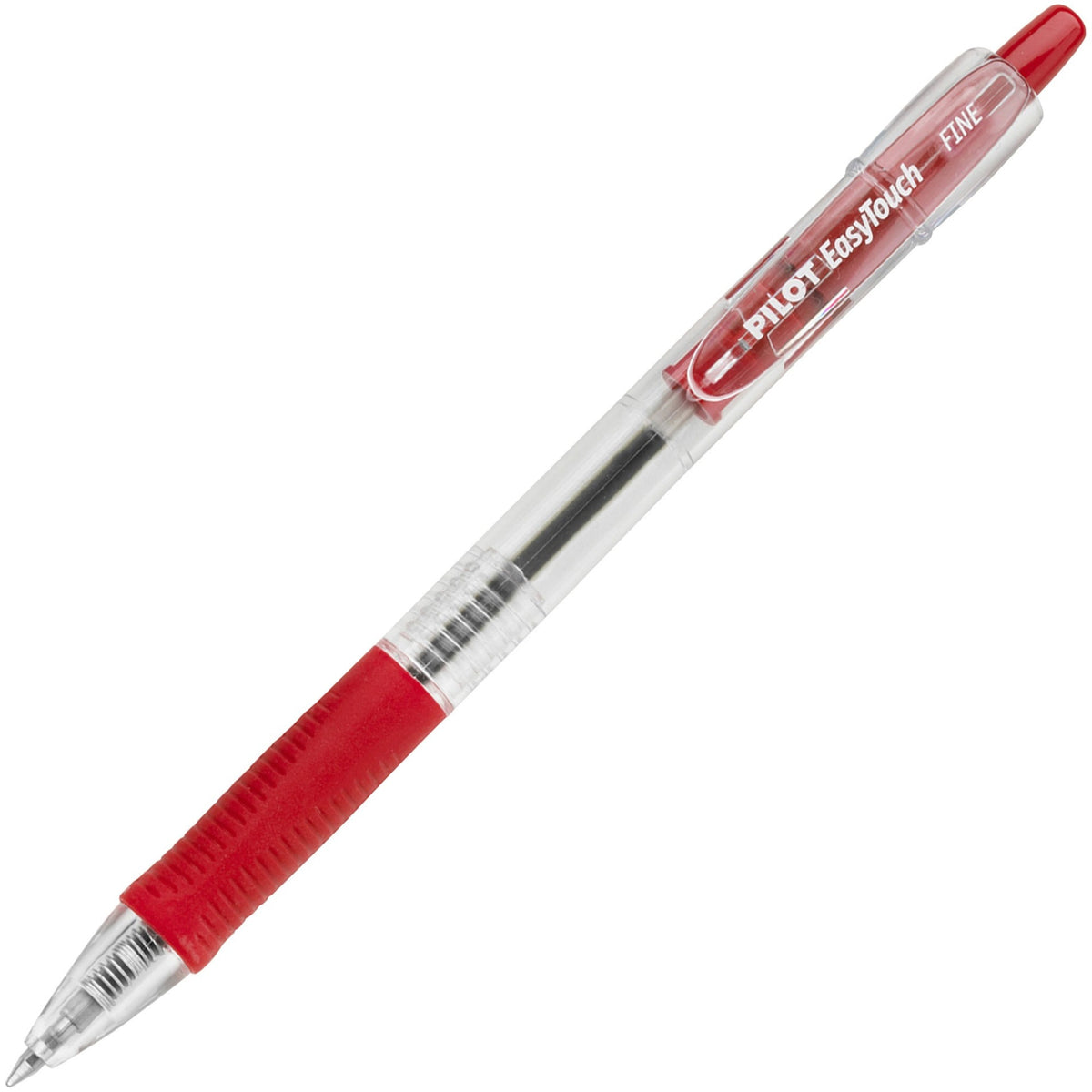 Pilot Retractable Ballpoint Pens - Fine 0.7mm Point Size - Refillable - Retractable - Red - Clear Barrel - 12 / Dozen