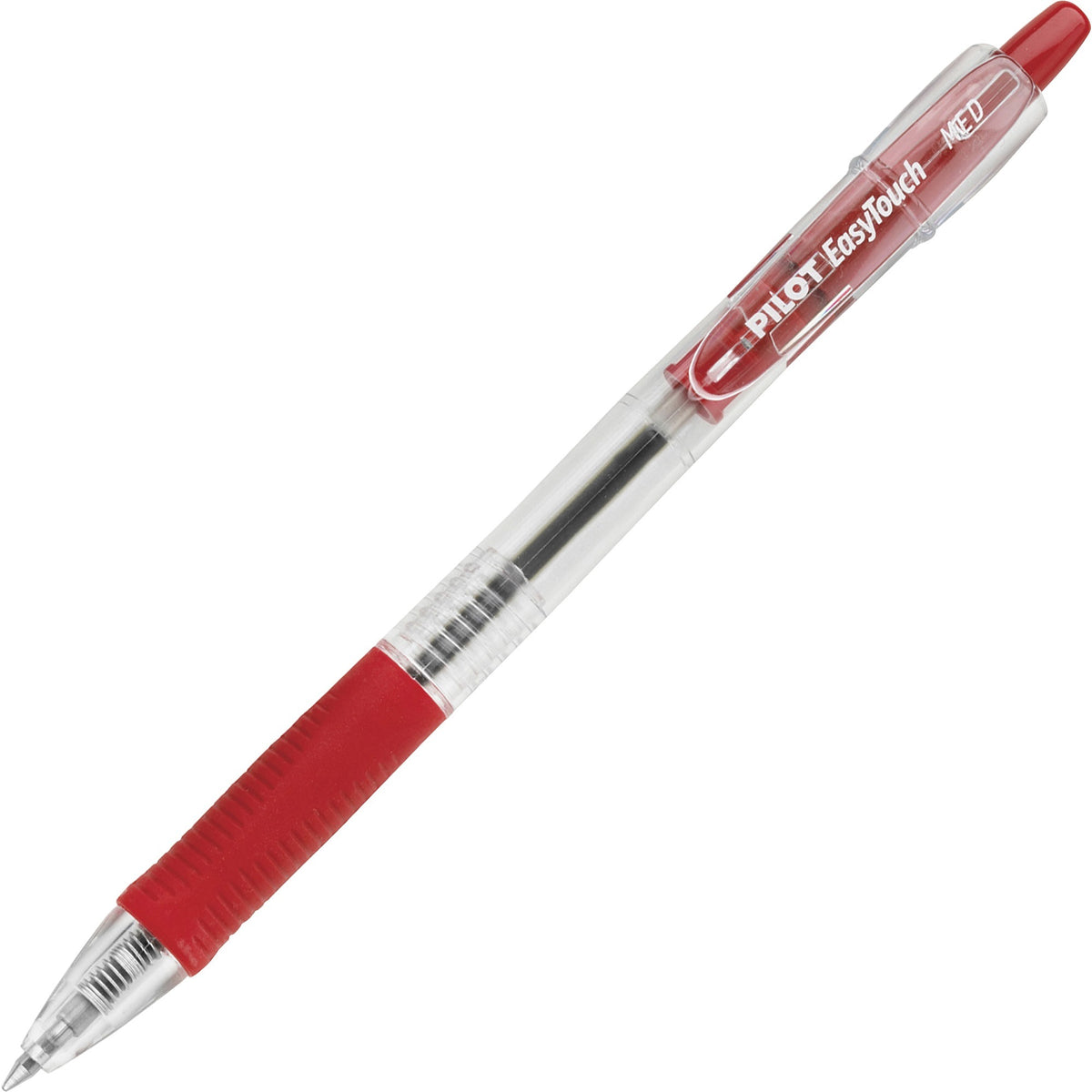 Pilot Retractable Ballpoint Pens - Medium 1.0mm Point Size - Refillable - Retractable - Red - Clear Barrel - 12 / Dozen