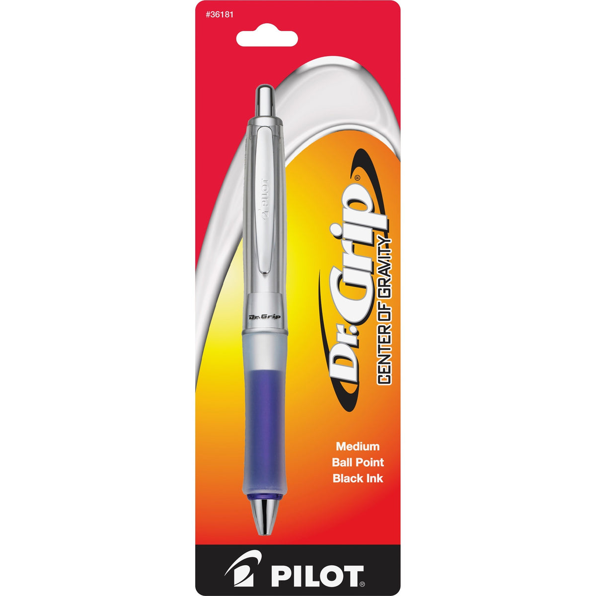 Pilot Dr. Grip Center of Gravity Retractable Ballpoint Pens - 1 mm Medium Pen Point - Refillable - Retractable - Black I