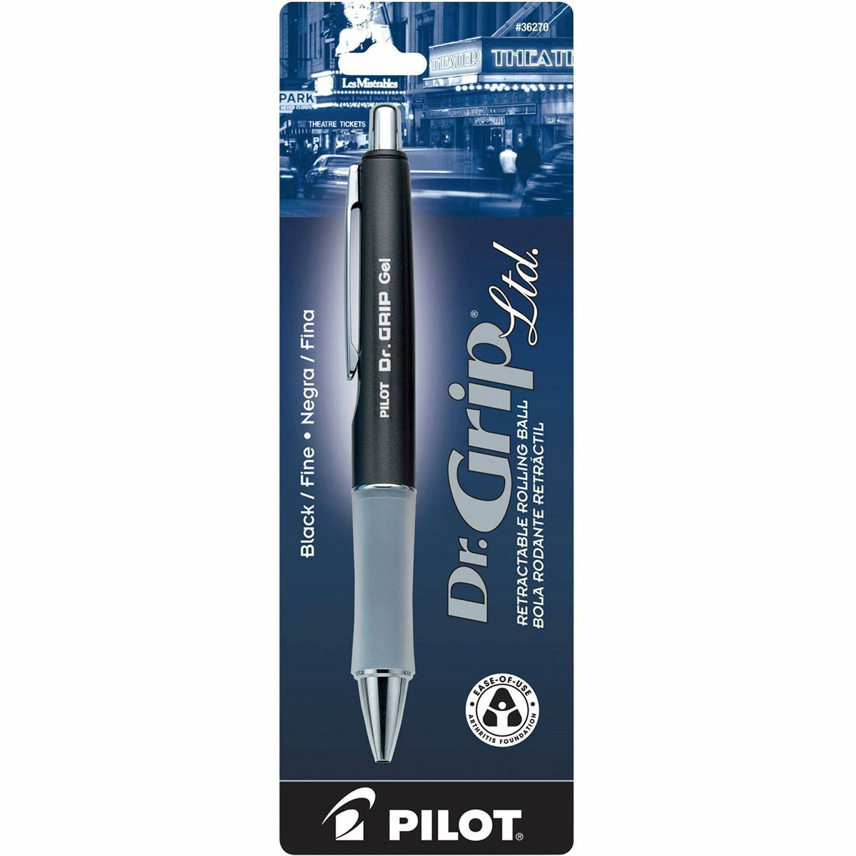 Pilot Dr. Grip Retractable Gel Rollerball Pens - 0.7 mm Fine Pen Point - Refillable - Retractable - Black Ink - Gel-base
