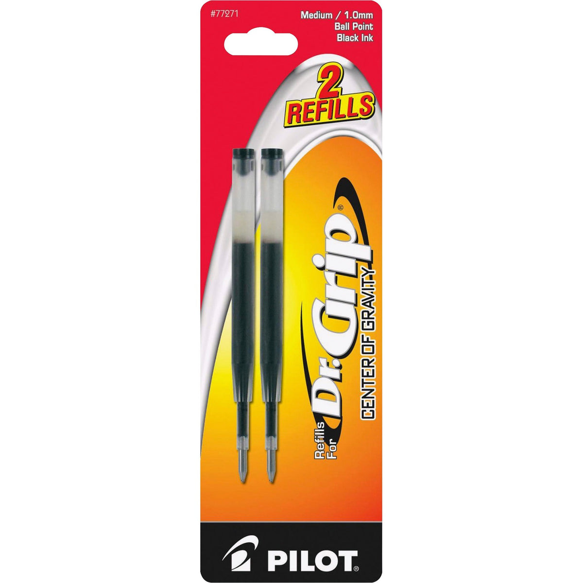 Pilot Dr. Grip Center of Gravity Pen Refills - 1 mm , Medium Point - Black Ink - 2 / Pack