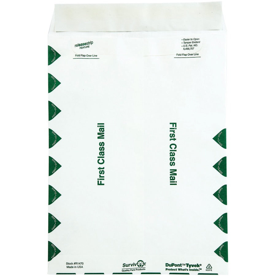 Survivor® 9 x 12 DuPont Tyvek First Class Border Mailers with Self-Seal Closure - First Class Mail - #10 1/2 - 9" Width