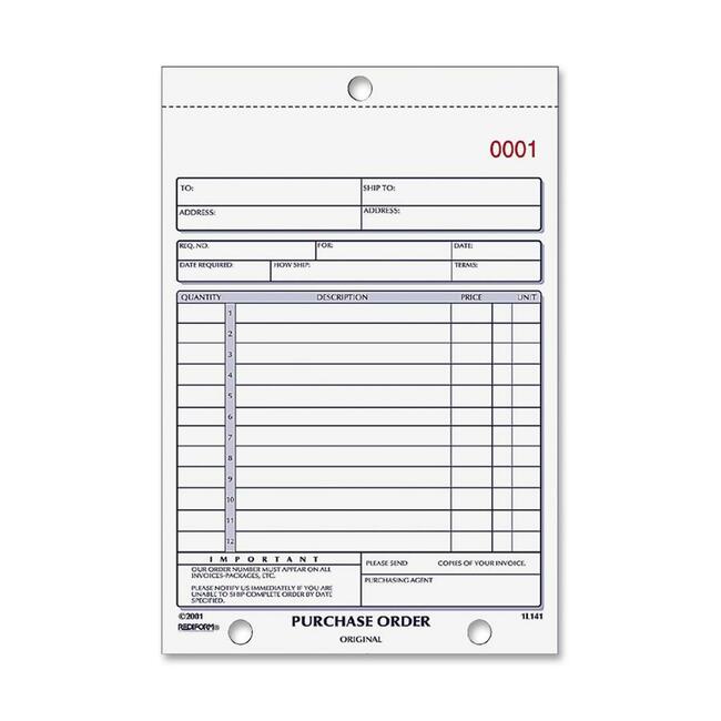 Rediform 2-part Carbonless Purchase Order Book - 50 Sheet(s) - 2 Part - Carbonless Copy - 5.50" x 7.87" Sheet Size - Ass