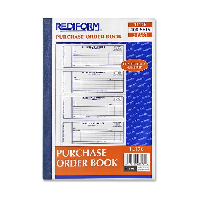 Rediform 2-Part Purchase Order Book - 400 Sheet(s) - Stapled - 2 Part - Carbonless Copy - 2.75" x 7" Sheet Size - White,