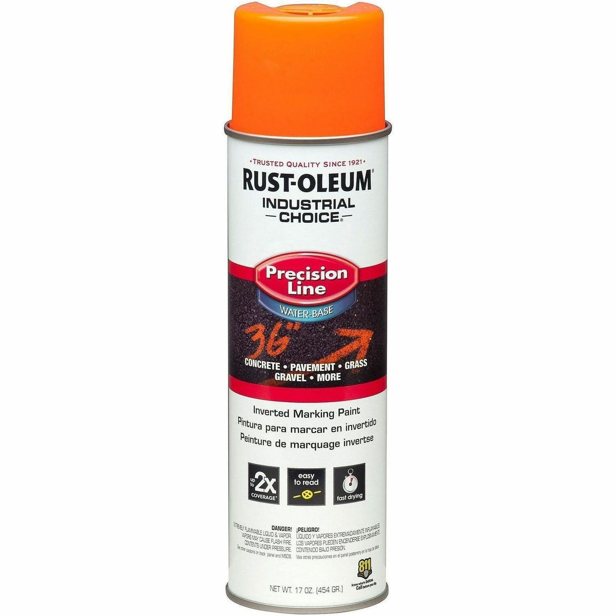 Industrial Choice White M1800 Marking Paint Spray - Aerosol - Fluorescent Orange - 1.06 lb - 12 / Carton