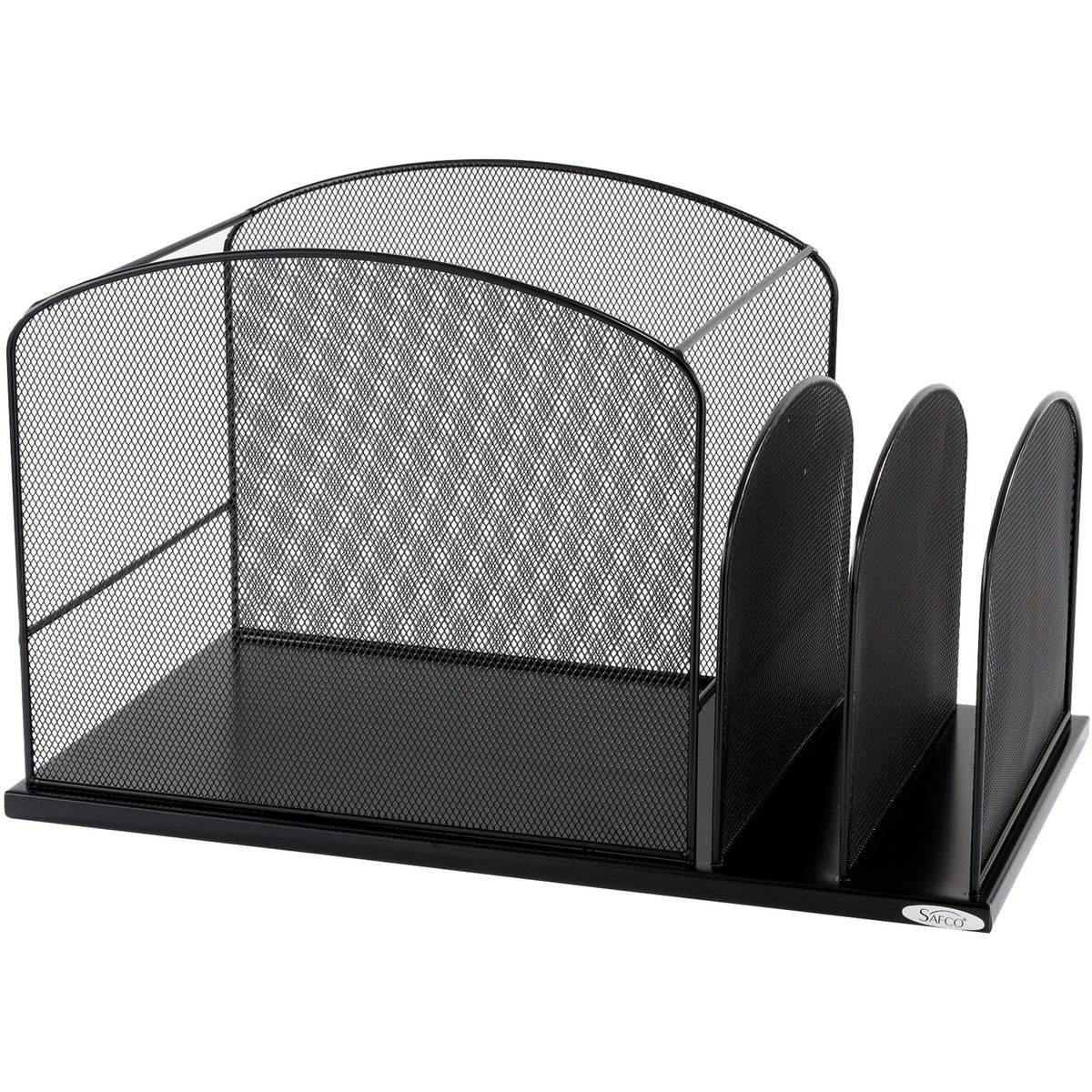 Safco Onyx 2 Upright Sections Hanging File - 11.25" Height x 19.37" Width x 11.37" Depth - Desktop - Black - Steel - 1 E