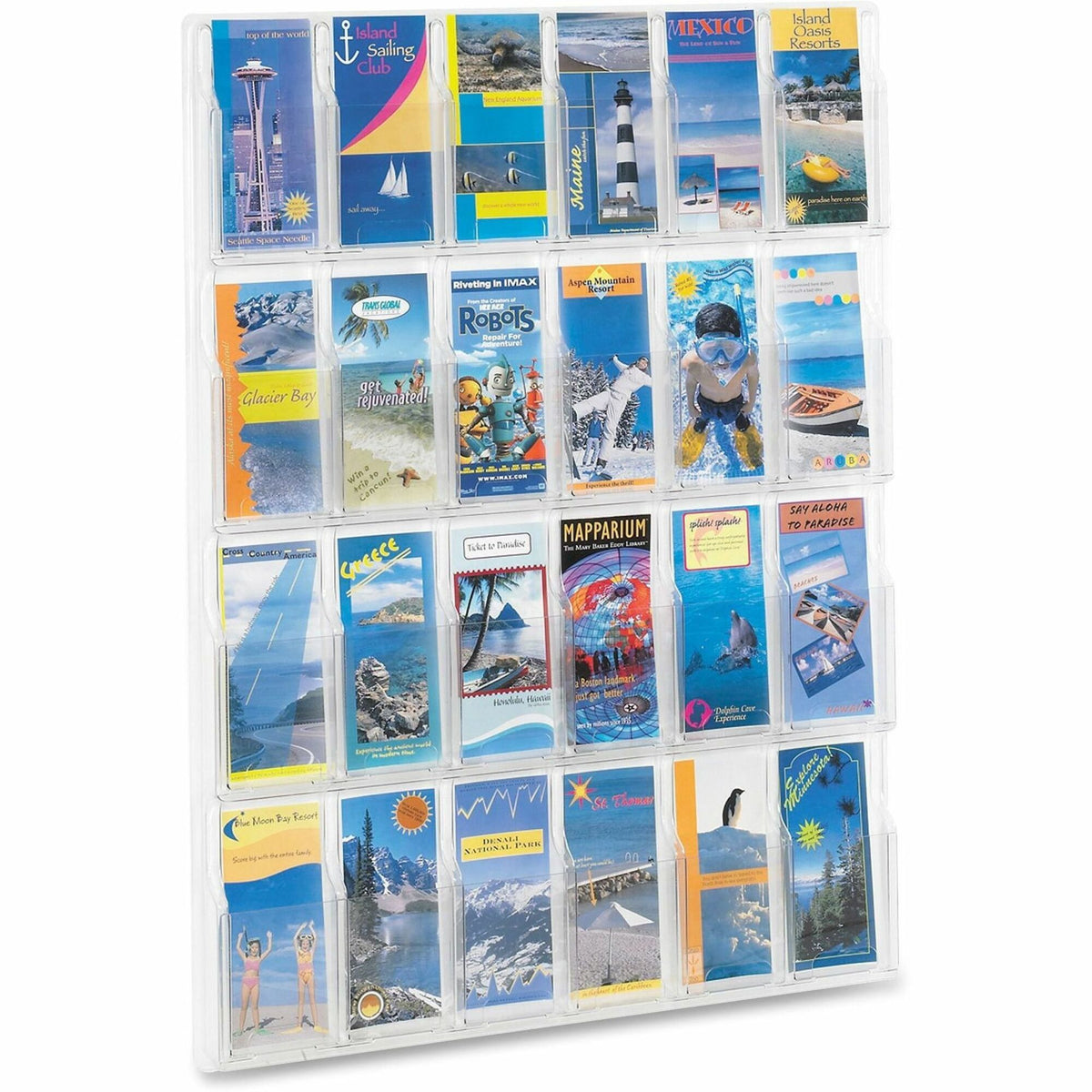Safco 24-Pamphlet Display Rack - 24 Pocket(s) - 41" Height x 30" Width x 2" Depth - Break Resistant - Clear - Plastic -